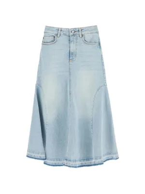 Flared Denim Midi Skirt