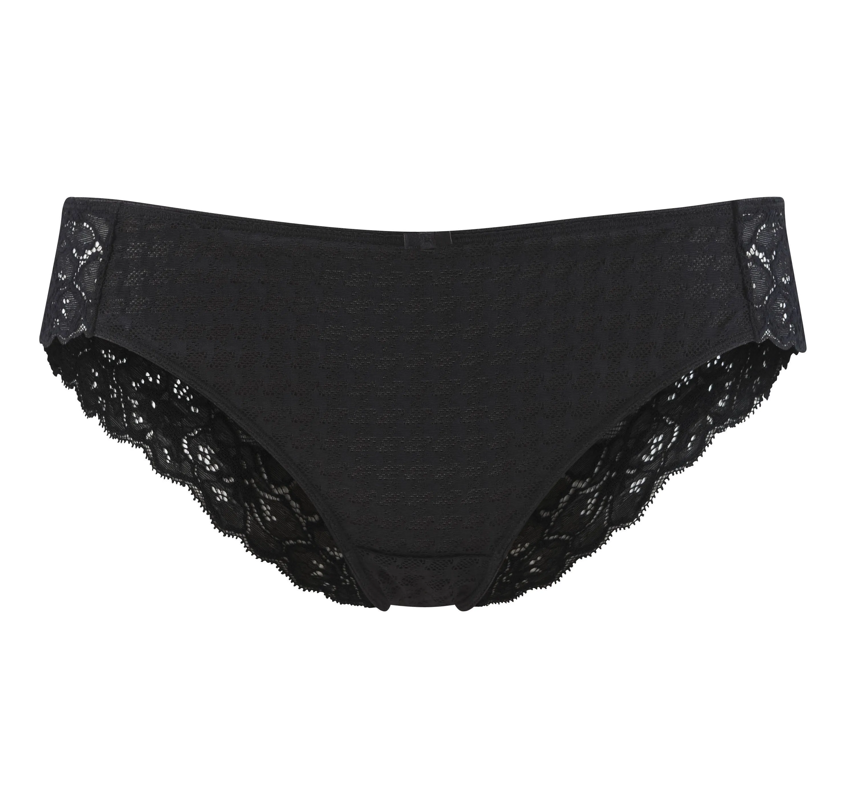 Houndstooth & floral lace french knicker [Black]